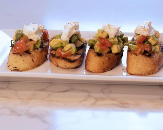 Order Bruschetta with Avocado Relish & Whipped Ricotta food online from Kinzie Chophouse store, Chicago on bringmethat.com
