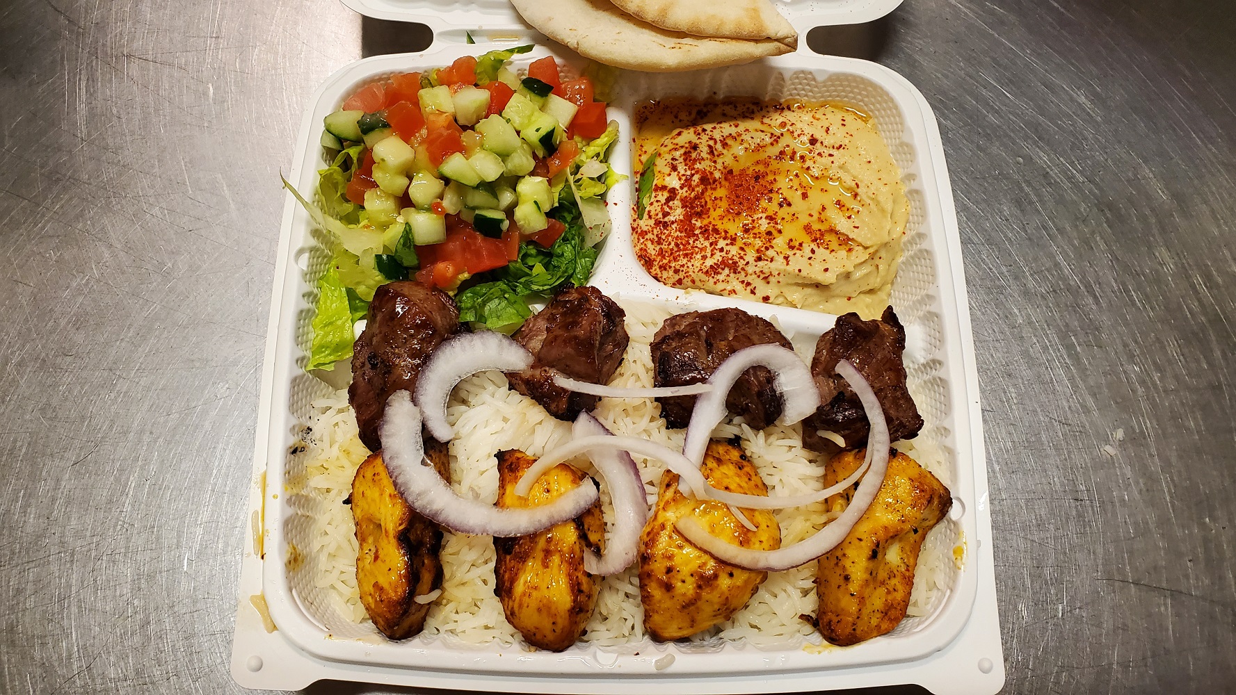 Order Chicken/Beef Shish Combo  food online from Seasoning Alley store, Monrovia on bringmethat.com