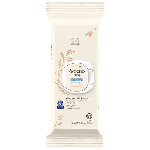 Order Aveeno Baby Sensitive All Over Wipes, Alcohol- & Fragrance-Free - 64.0 ea food online from Walgreens store, Willimantic on bringmethat.com