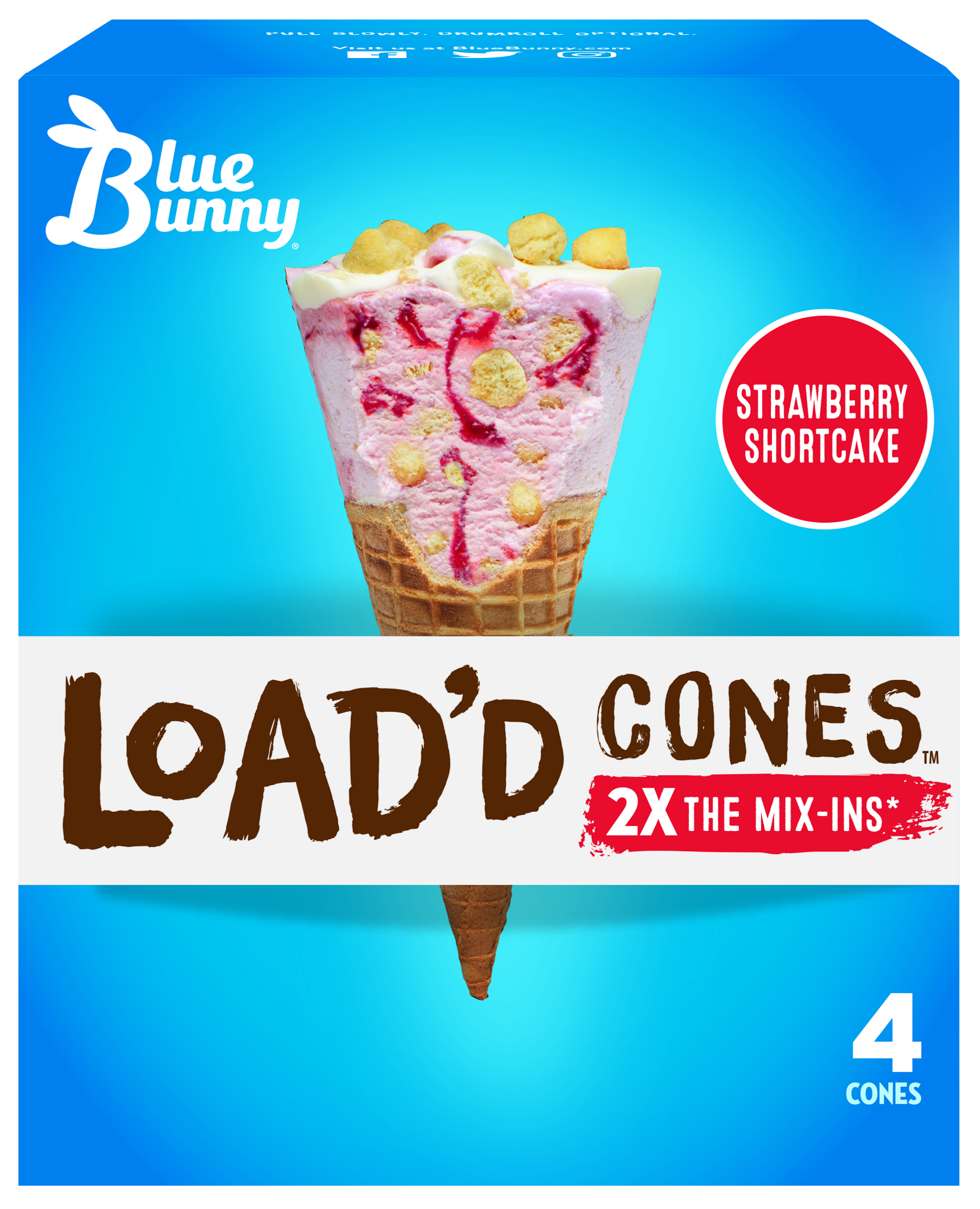 Order Blue Bunny Load'd Cones Strawberry Shortcake Load'd Cone , 4pk food online from Huck 173 - store, Mount Zion on bringmethat.com