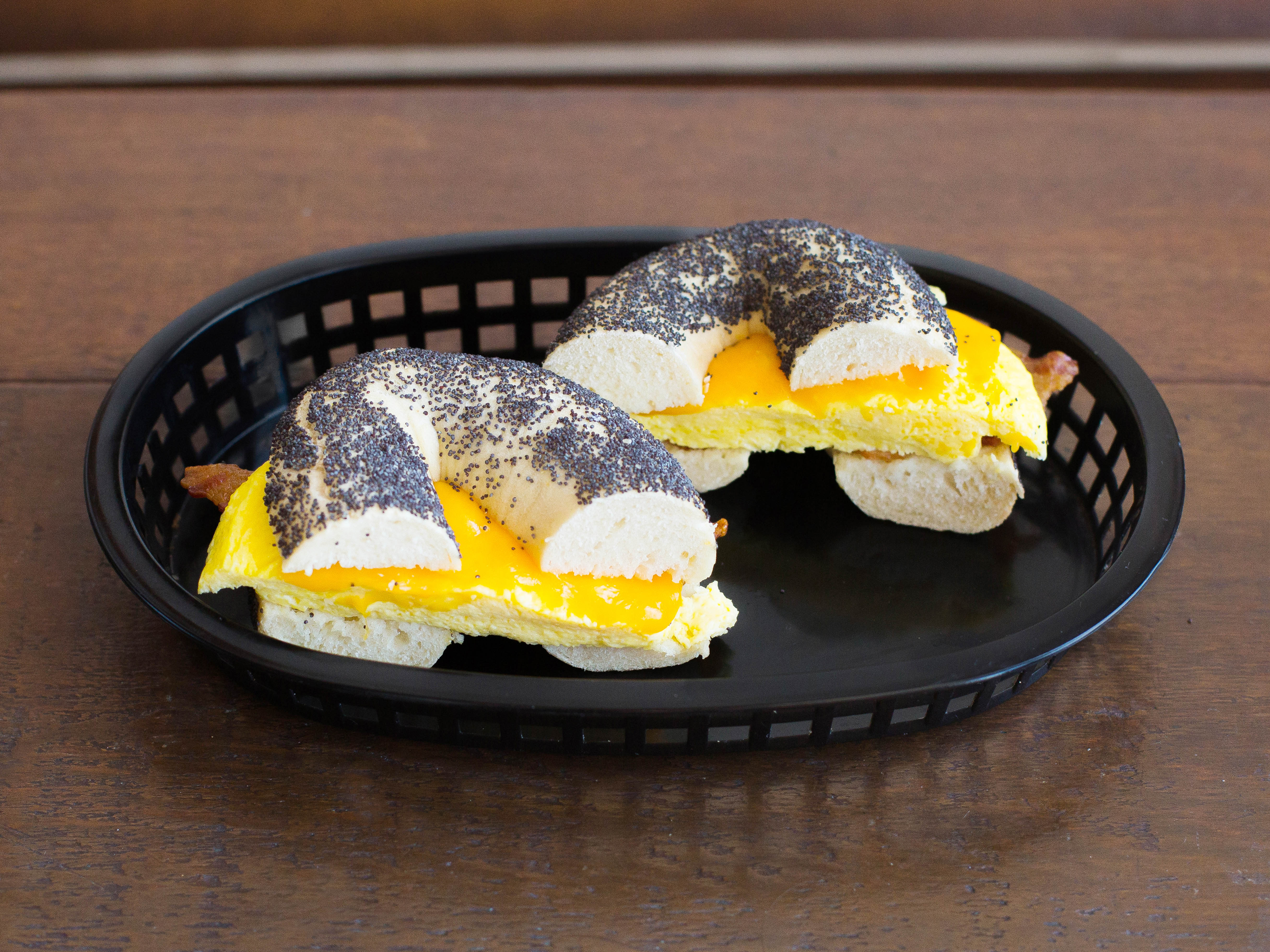 Order Bagel and Eggs with Cheese and Protein Breakfast food online from Sam Bagels store, Los Angeles on bringmethat.com