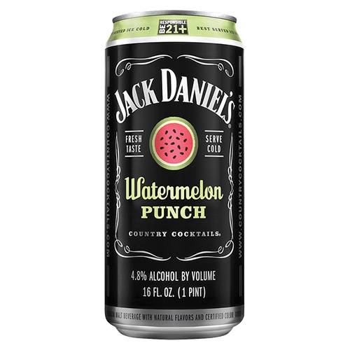 Order Jack Daniel's Watermelon Punch Can - 16 oz Can/Single food online from Bottle Shop & Spirits store, Los Alamitos on bringmethat.com