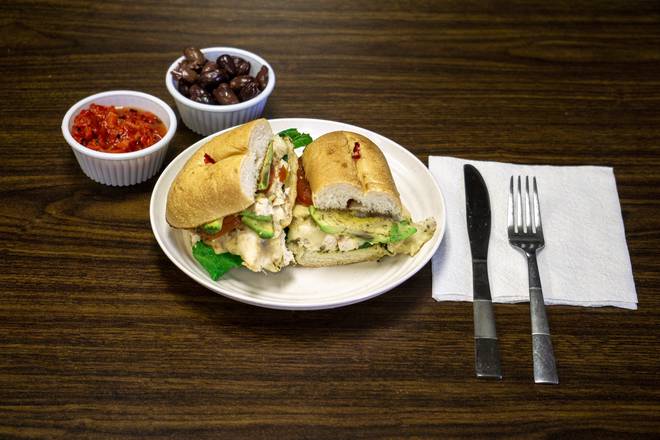 Order Marinated Chicken & Avocado Sandwich food online from Judys Cafe store, San Diego on bringmethat.com