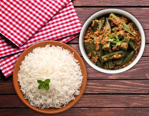 Order Okra Masala Rice Bowl  food online from Bowl-O-India store, Voorhees Township on bringmethat.com