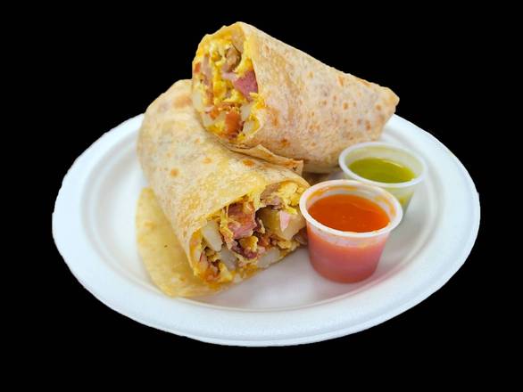 Order Super Breakfast Burrito food online from Arsenio's Mexican Food #1 store, Clovis on bringmethat.com