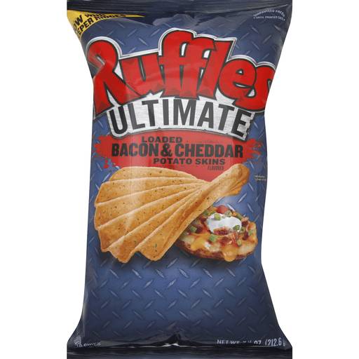 Order Ruffles Ultimate Potato Chips Loaded Bacon & Cheddar Potato Skins Flavored food online from Deerings Market store, Traverse City on bringmethat.com