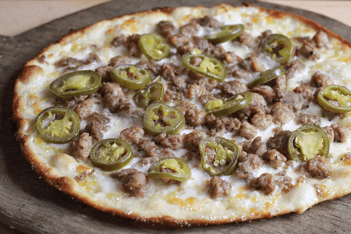 Order Meat & Peppers Pizza food online from Pizzarev River Walk store, Bakersfield on bringmethat.com