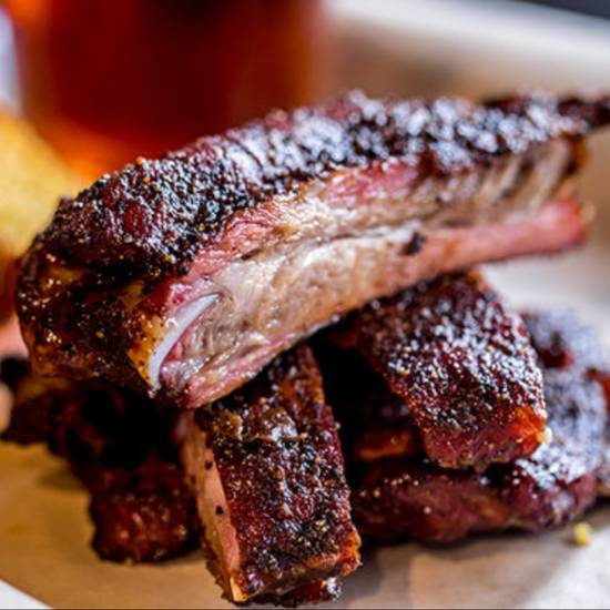 Order Full Rack St. Louis Pork Ribs with 2 Sides food online from Dixie Q store, Brookhaven on bringmethat.com