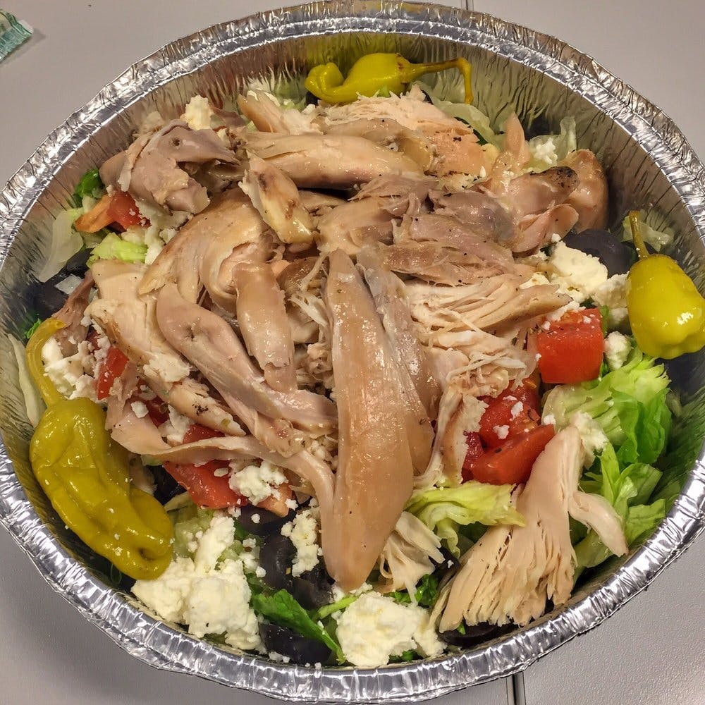 Order Rotisserie Greek Salad - Salad food online from Pollo Pizza Pasta store, Greensboro on bringmethat.com