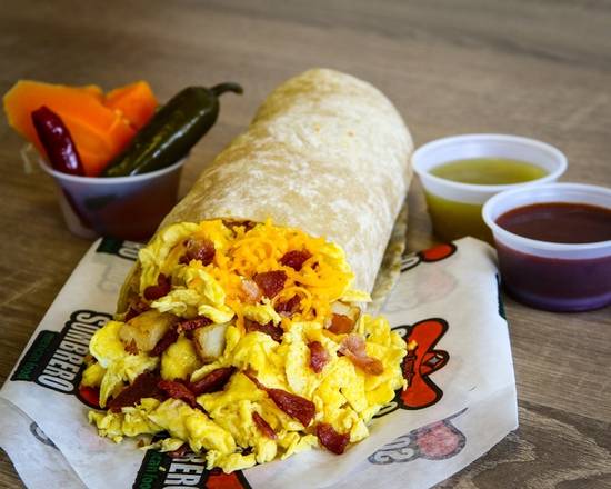 Order Deluxe Breakfast Burrito food online from Sombrero Mexican Food store, San Diego on bringmethat.com