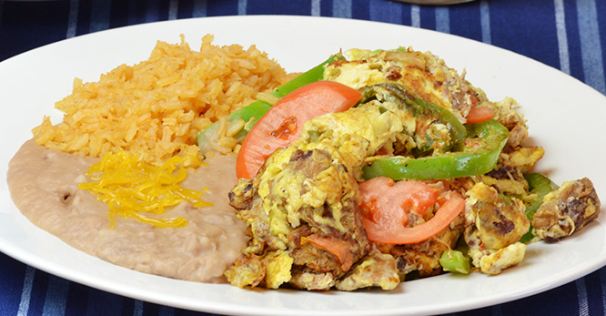 Order #6. Machaca Plate food online from Federico Mexican Food store, Albuquerque on bringmethat.com