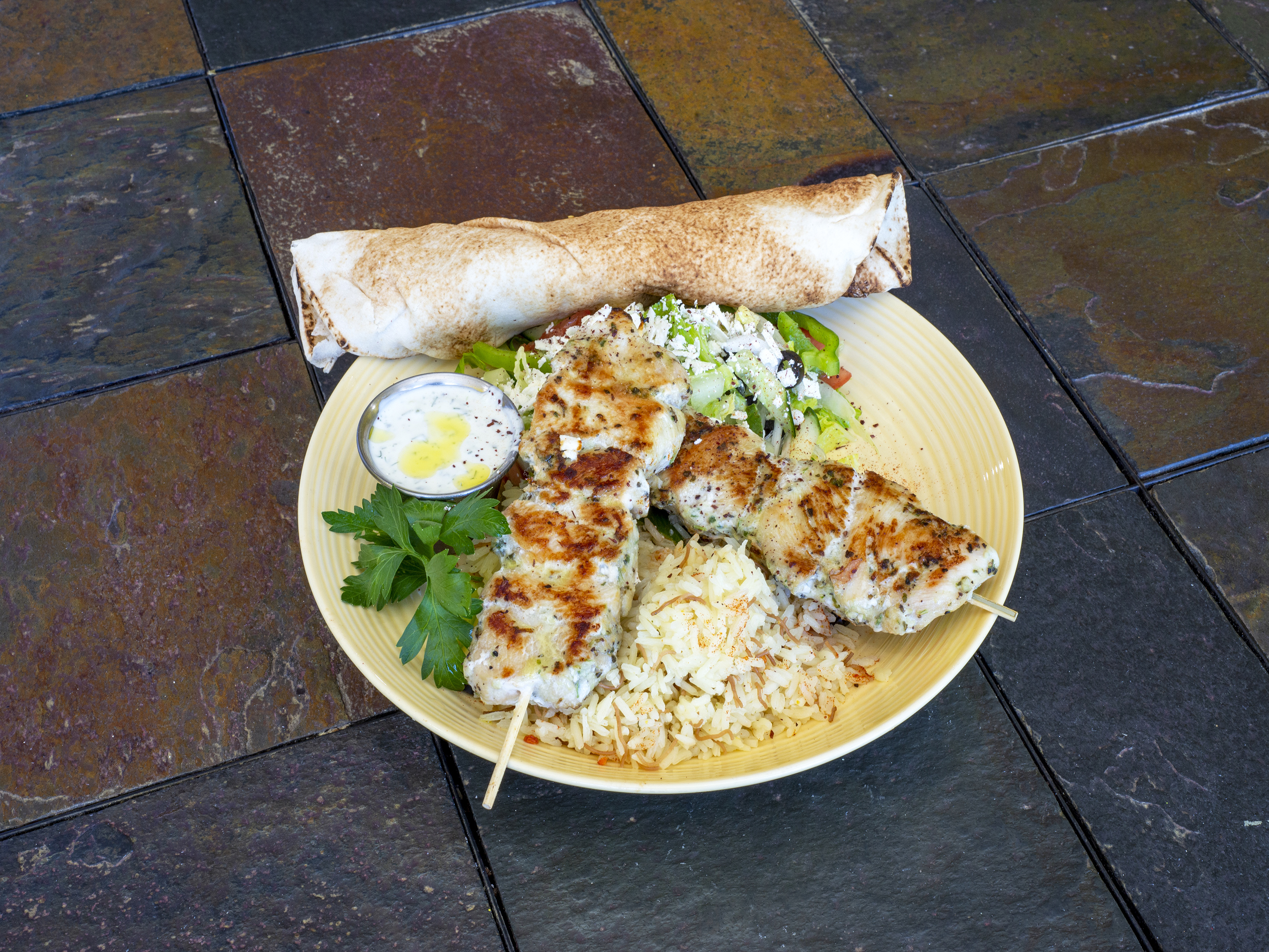 Order Chicken Shish Kebab Platter food online from Chicago Style Gyro store, Grand Rapids on bringmethat.com