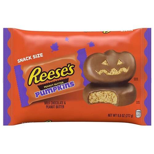 Order Reese's Pumpkins Snack Size Candy, Halloween, Small Bag Milk Chocolate Peanut Butter - 9.6 oz food online from Walgreens store, MILTON on bringmethat.com