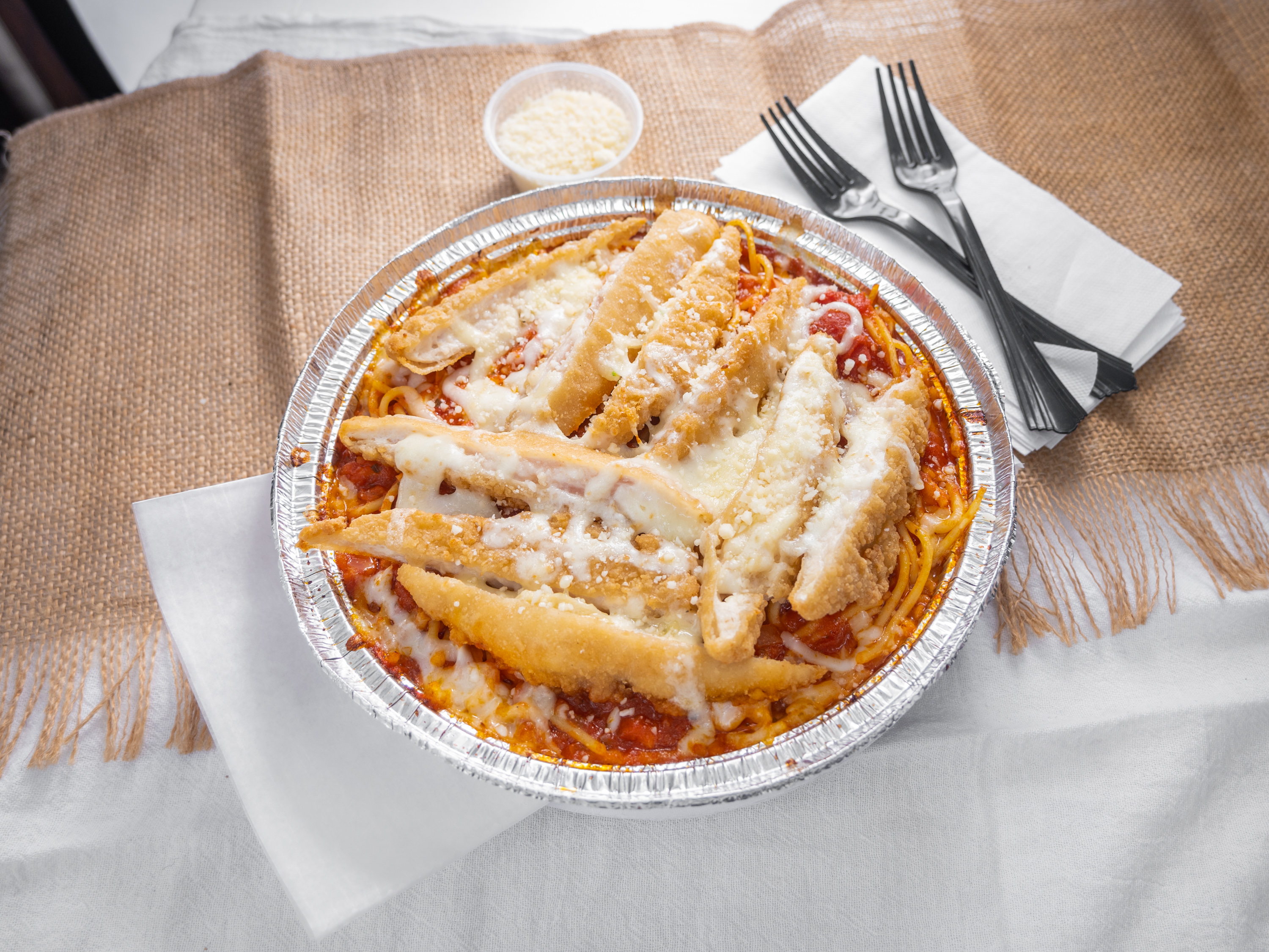 Order Spaghetti with Chicken Parmigiana food online from Vito's Pizza & Grill store, Philadelphia on bringmethat.com