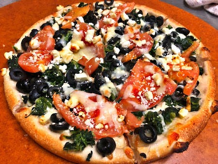 Order Greek Pizza - Small 10" food online from Totis Pizza & Grill store, Pawtucket on bringmethat.com