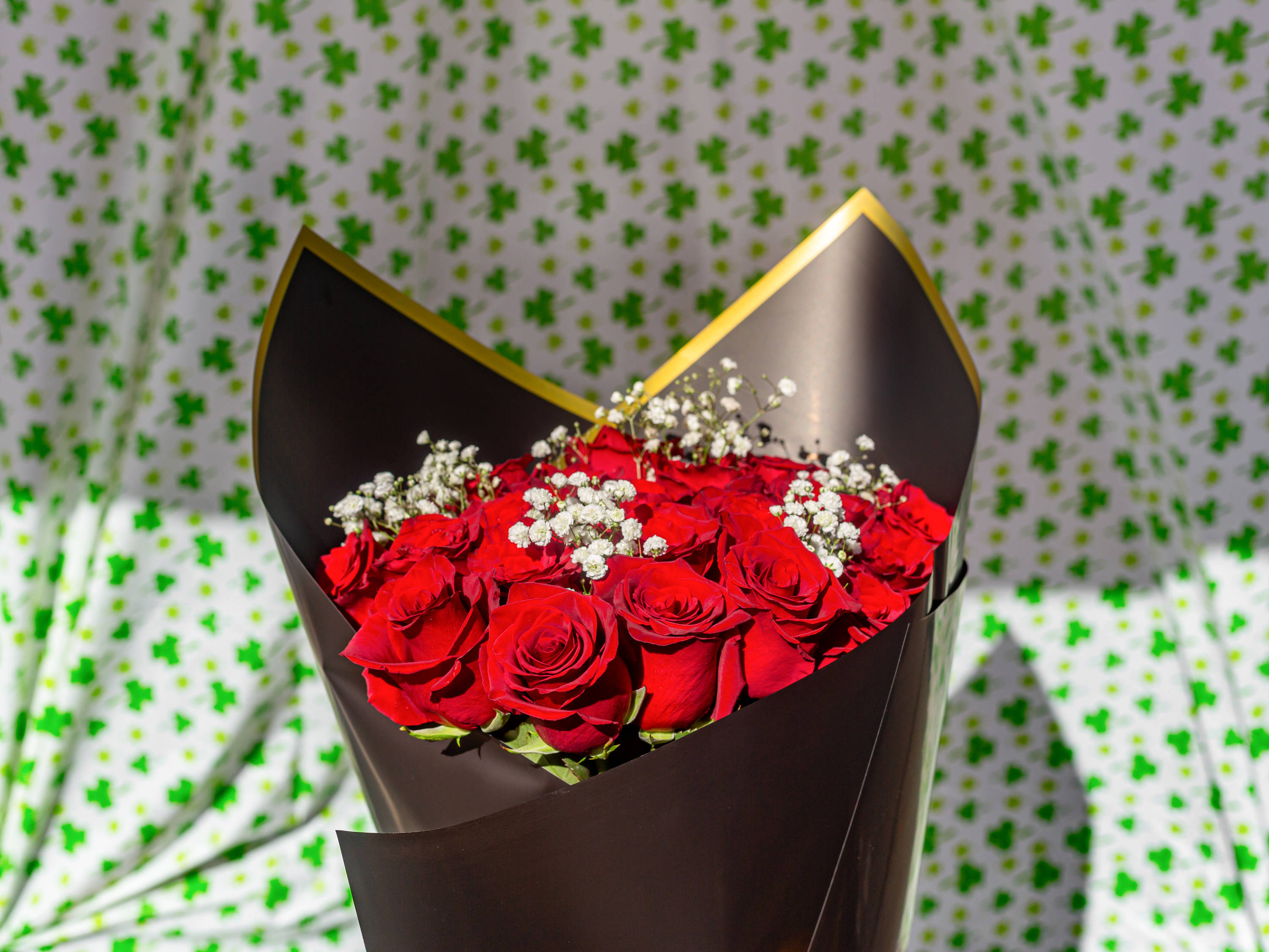 Dozen Red Roses Wrap Bouquet in Los Angeles, CA | Downtown Flowers