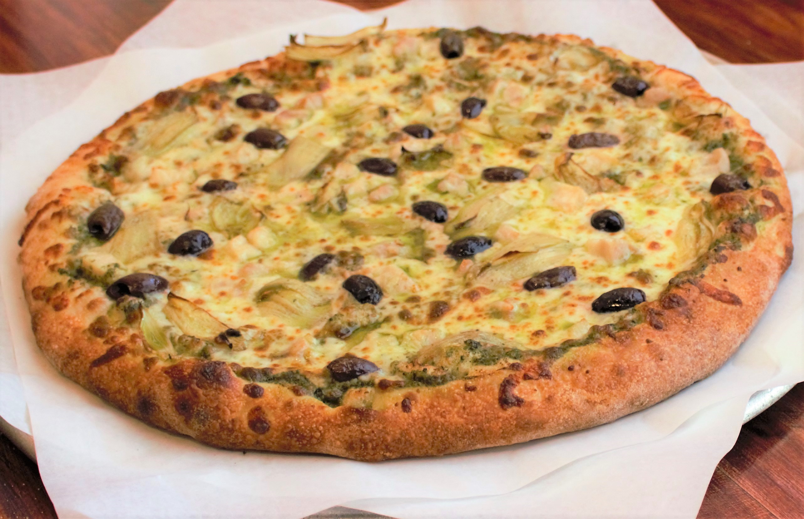Order Chicken Pesto Pizza food online from Antonious Pizza Cafe store, Riverside on bringmethat.com