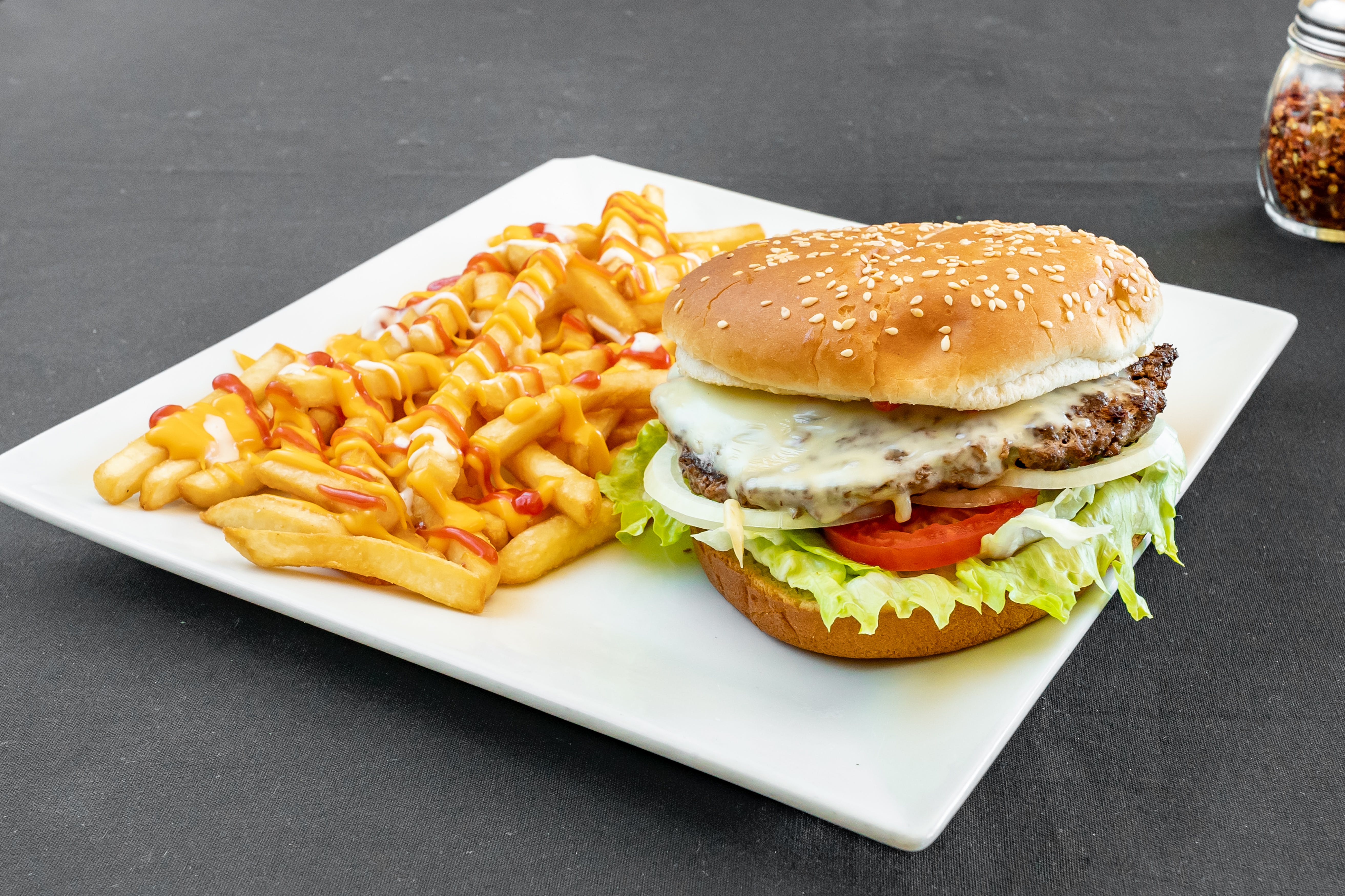 Order The Work Cheeseburger - 8 oz. food online from Frank's Pizza store, Hatboro on bringmethat.com