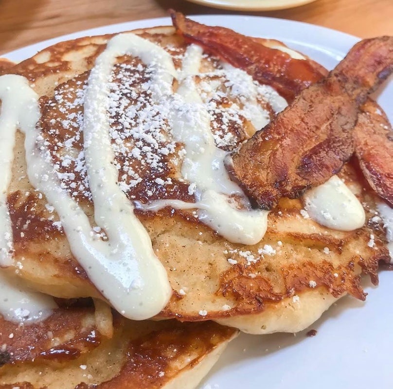 Order Cinnamon Swirl Pancakes food online from Ruby Slipper Cafe store, New Orleans on bringmethat.com