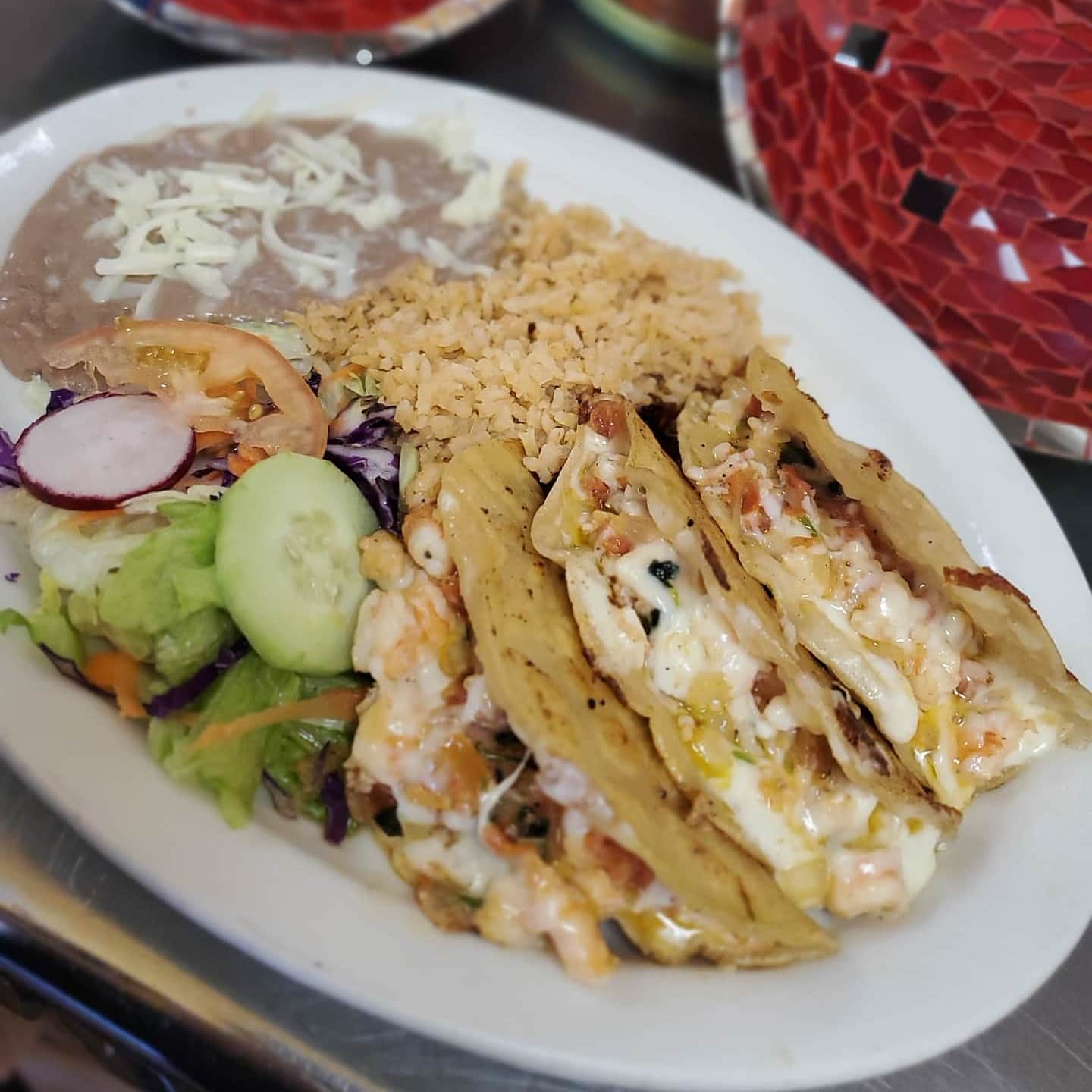 Order Shrimp Tacos Gobernador food online from Los Chilitos Restaurant store, South El Monte on bringmethat.com