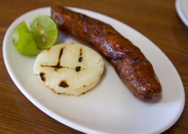 Order 31. Chorizo con Arepa food online from El Condor Latin Fusion store, Buchanan on bringmethat.com