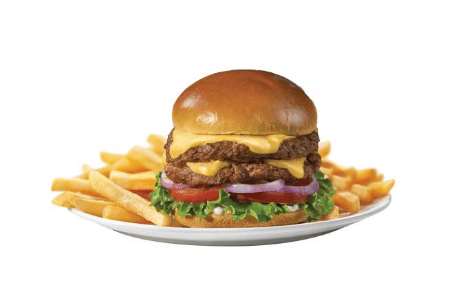 Order DOUBLE All-American Cheeseburger food online from Friendly's store, Brookdale on bringmethat.com