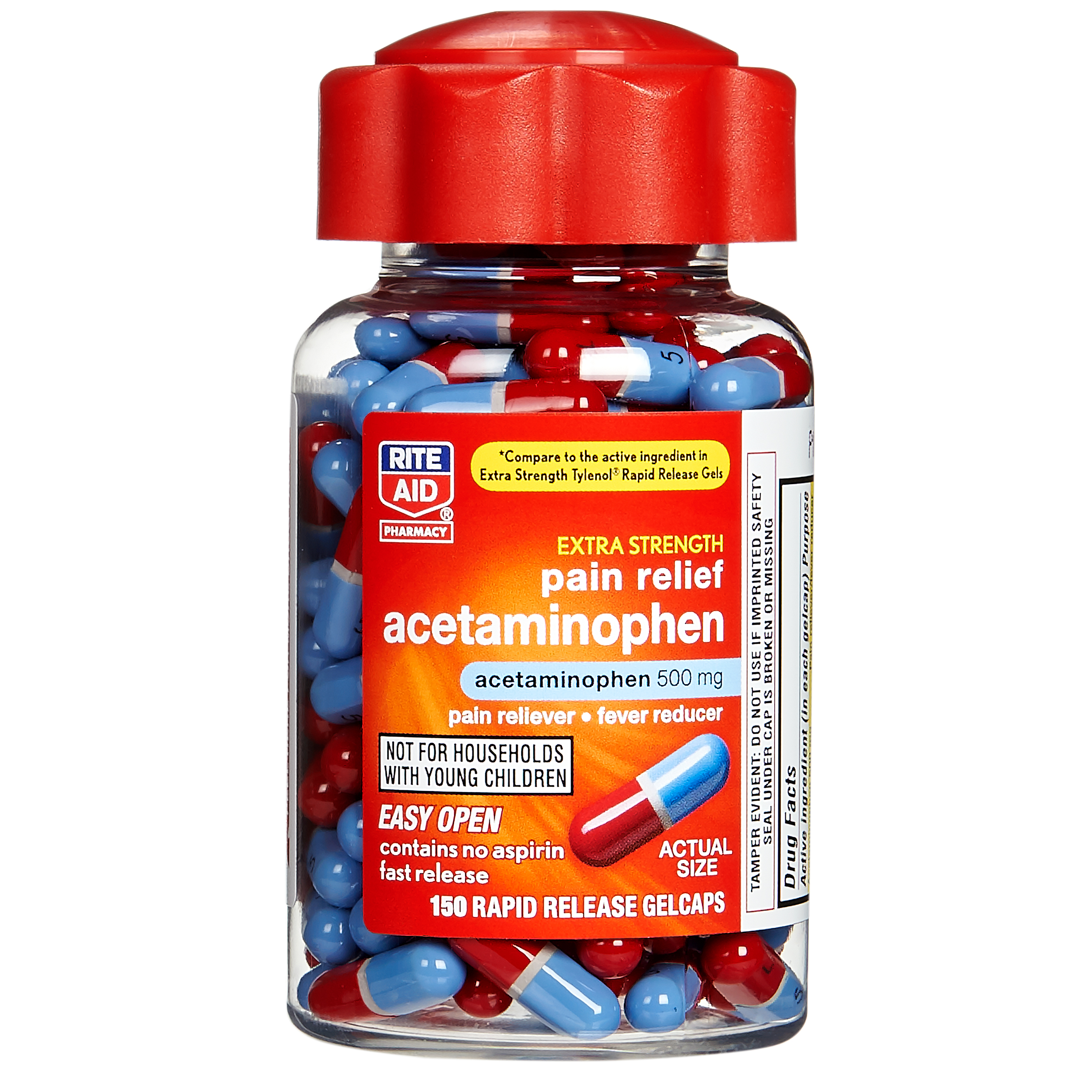 Order Rite Aid Extra Strength 500 mg Acetaminophen Pain Relief, Rapid Release Gelcaps - 150 ct food online from Rite Aid store, READING on bringmethat.com
