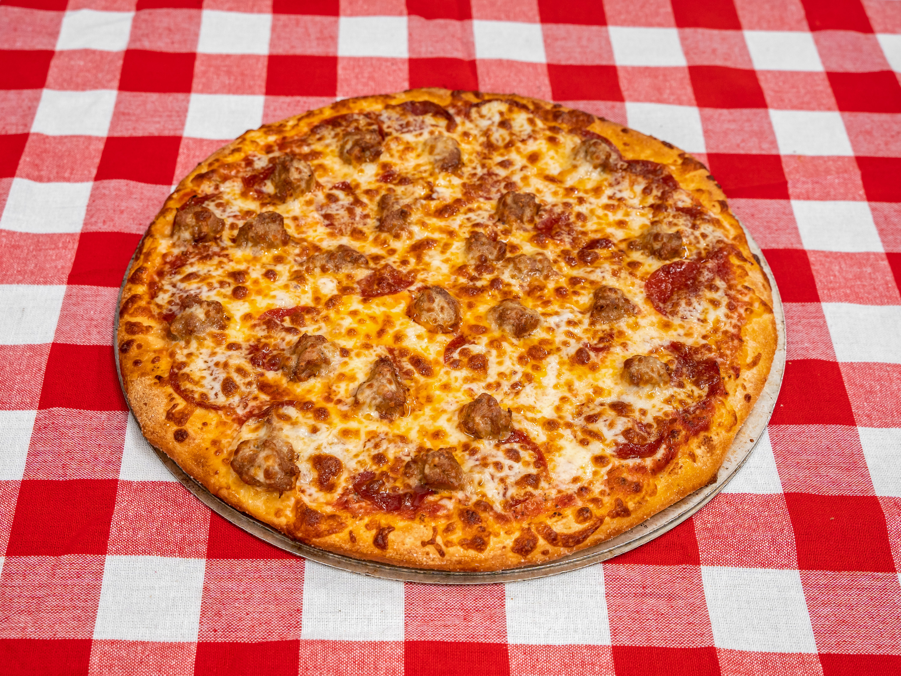 Order Pepperoni Sausage Pizza food online from Halal West Pizza store, Carmichael on bringmethat.com