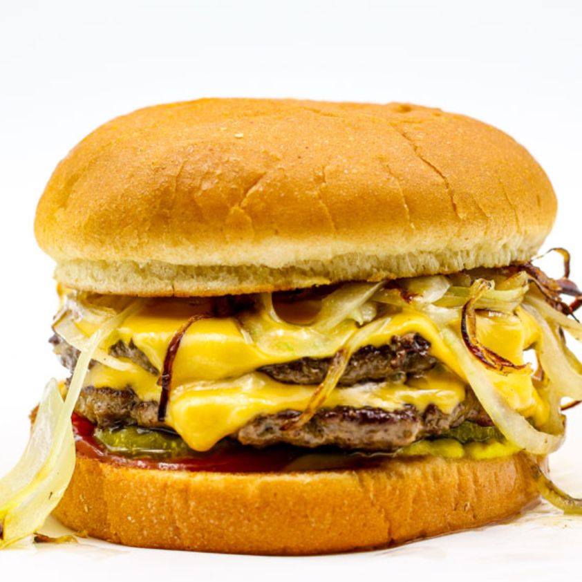 Order Double Cheeseburger food online from The Original Chickies store, Hillside on bringmethat.com