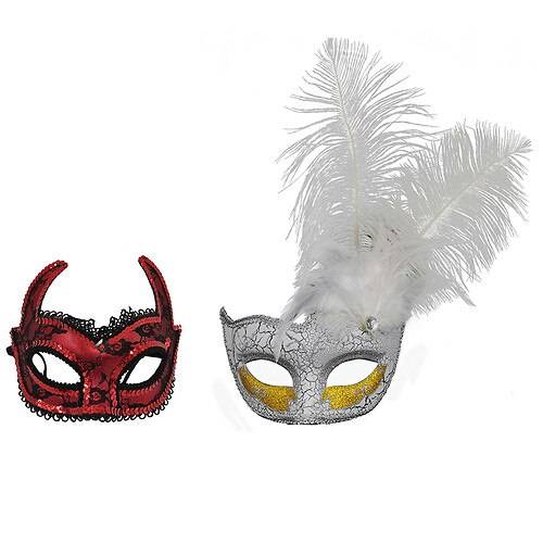Order Festive Voice DELUXE FEATHER MASK/ DEVIL ASMT, HALLOWEEN COSTUME - 1.0 ea food online from Walgreens store, Artesia on bringmethat.com