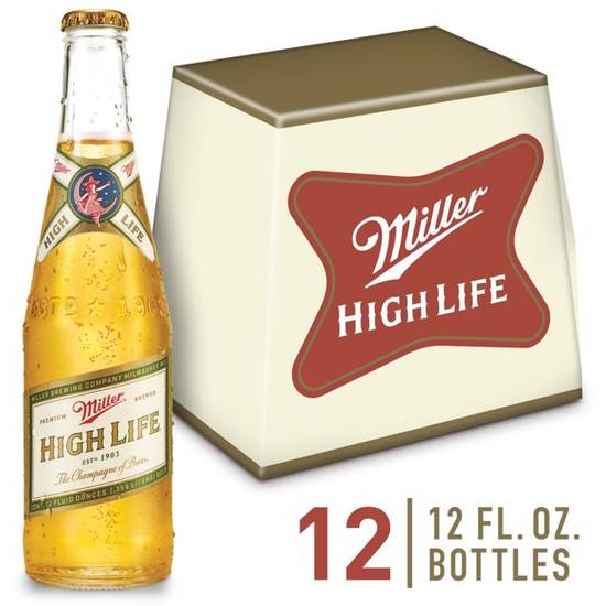 Order Miller High Life American Lager - Pack Of 12 food online from Red Roof Market store, Lafollette on bringmethat.com