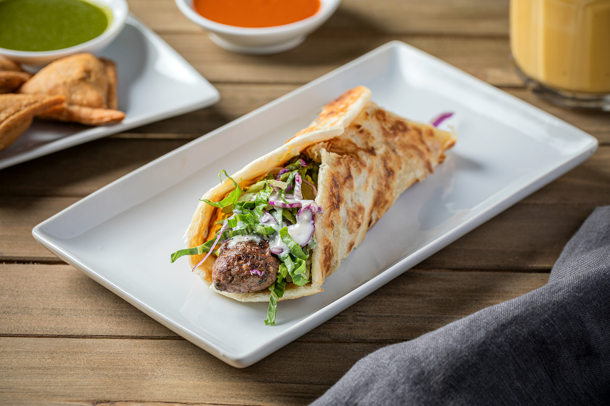 Order Beef Kebab Wrap food online from Bombay Eats store, Chicago on bringmethat.com