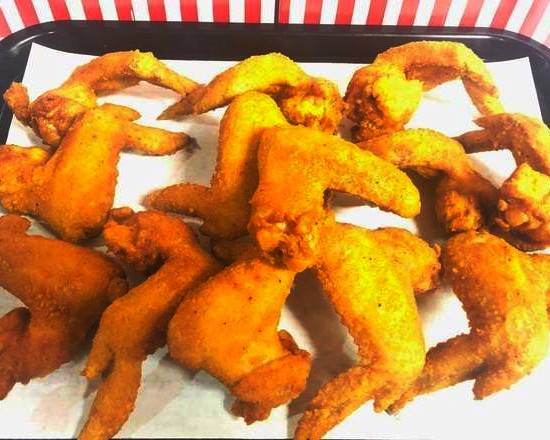 Order Wings (3 pcs) with Fries & Bread Roll food online from Crown Fried Chicken store, Upper Darby on bringmethat.com