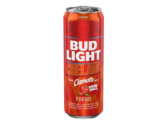Order Bud Light Chelada Fuego - 25oz Can food online from Leo's Liquor store, Chicago on bringmethat.com