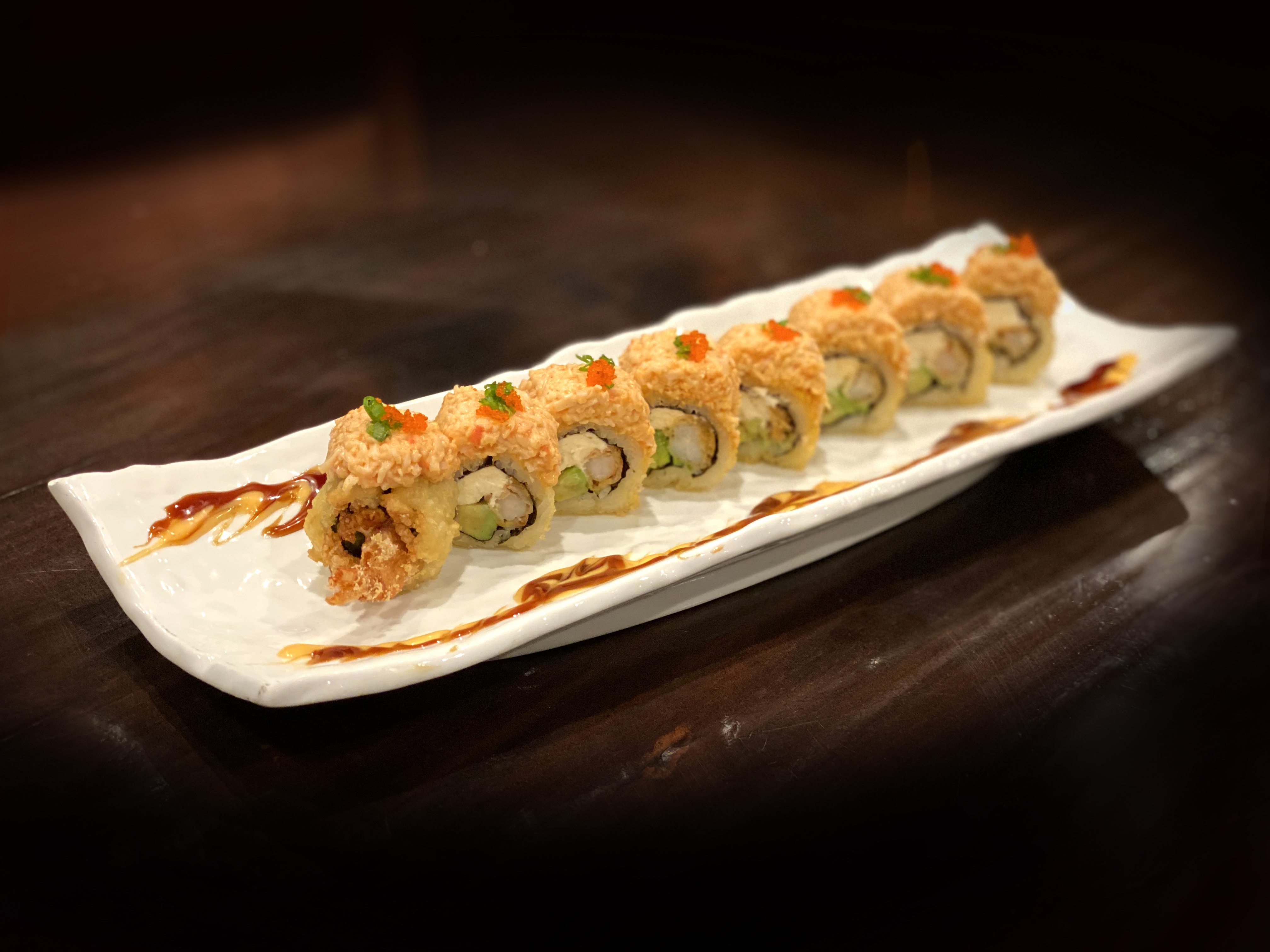 Order T6. Golden Tiger Roll food online from Hikari Sushi And Ramen store, Corona on bringmethat.com