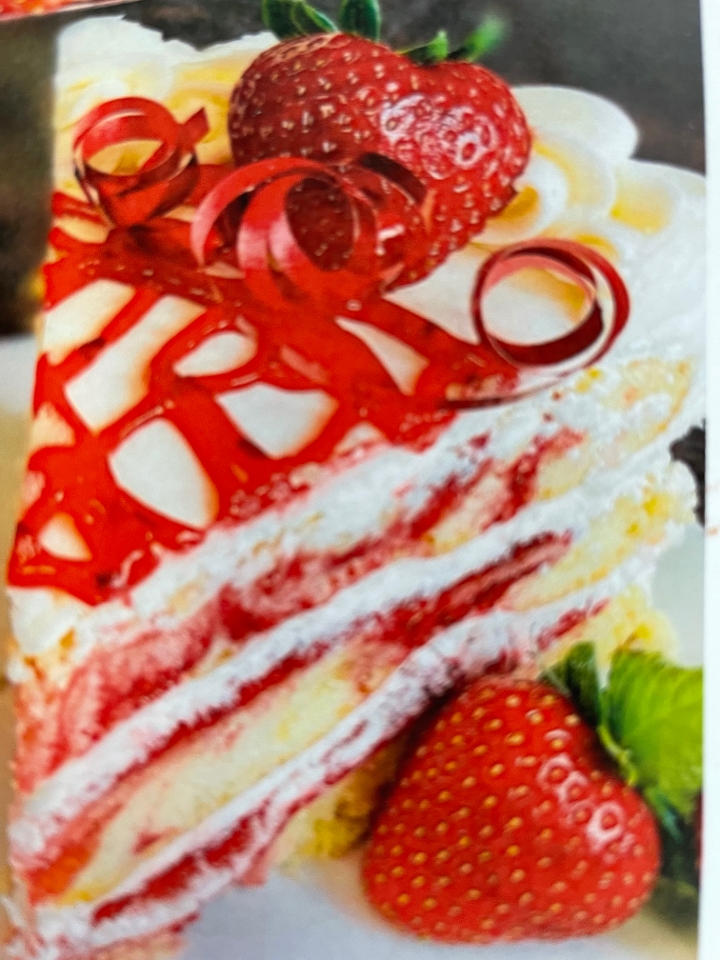 Order STRAWBERRY SWIRL CAKE food online from Bitcoin Pizza store, Seattle on bringmethat.com