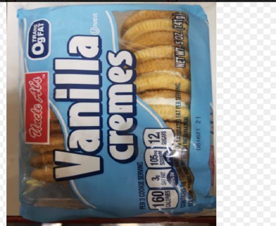 Order Uncle Al’s Vanilla Cremes Cookies (5 oz) food online from W Z Food Market store, Roosevelt on bringmethat.com