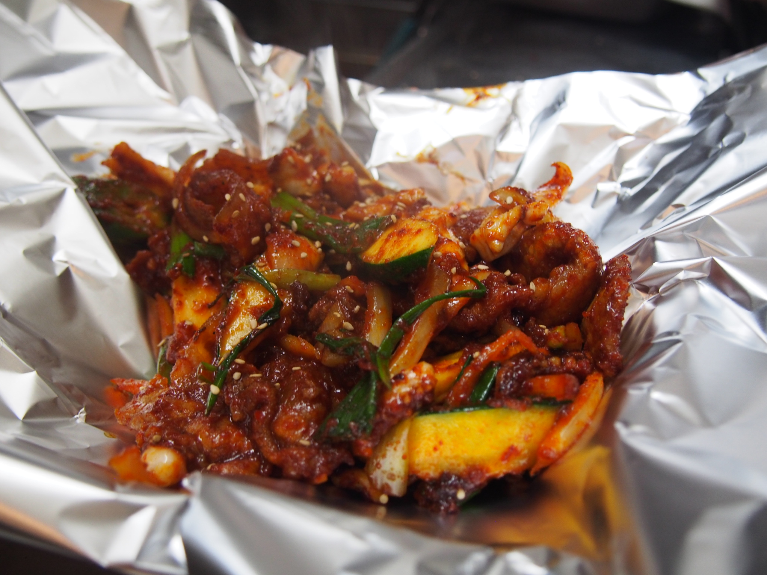 Order H-30. Squid and Pork Belly Bulgogi (오삼불고기/烤鱿鱼五花肉) food online from Restaurant Namsan store, Los Angeles on bringmethat.com