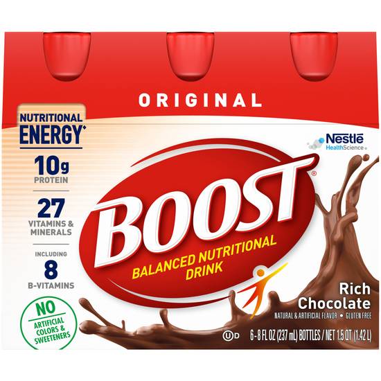 Order Boost Original Ready-to-Drink Nutritional Drink Rich Chocolate (8 oz x 6 ct) food online from Rite Aid store, Mckinleyville on bringmethat.com