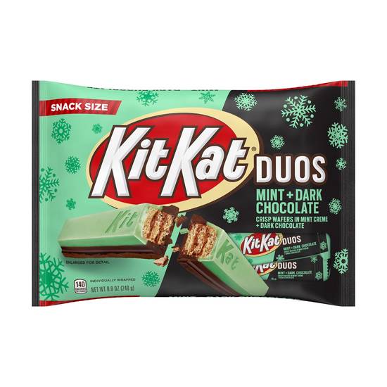 Order KIT KAT DUOS Mint and Dark Chocolate Snack Size Wafer Candy, Holiday, 8.8 oz, Bag food online from CVS store, HAZEL PARK on bringmethat.com