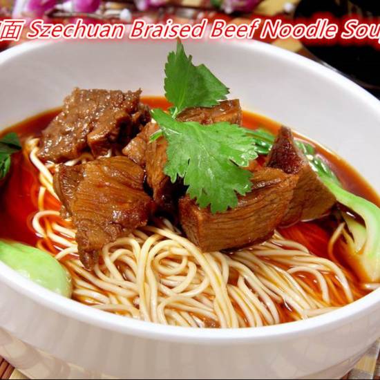 Order Szechuan Style Braised Beef Shank Noodle Soup牛肉面 food online from Chuanyu Fusion store, Oklahoma City on bringmethat.com
