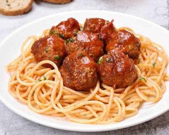 Order Spaghetti and Meatballs food online from Roman'S Pizza Oven store, San Mateo on bringmethat.com