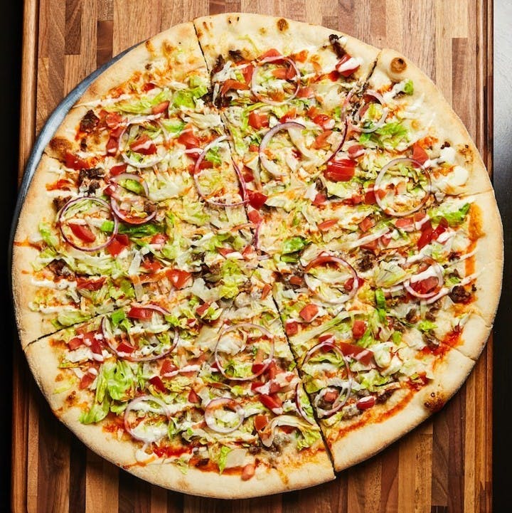 Order Taco Pizza - Personal 12'' food online from Aldo & Manny Pizza & Pasta Ii store, Ridley Park on bringmethat.com