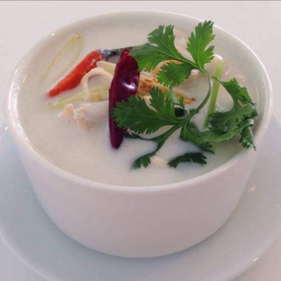 Order Tom Kha Soup food online from Otus Thai Kitchen & Coffee store, West Hollywood on bringmethat.com