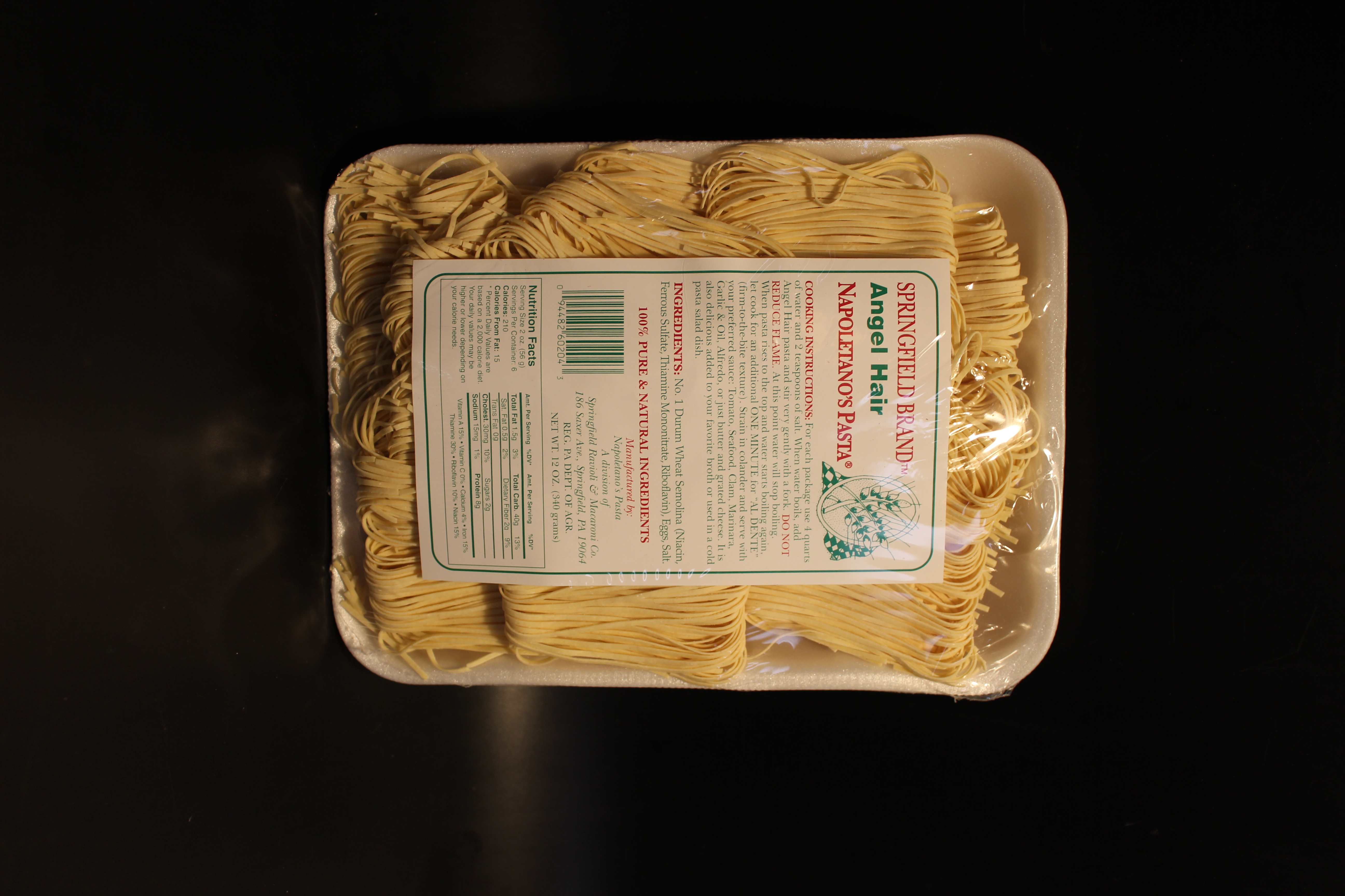 Order Angel Hair Dried - 12 oz. food online from Napoletano Brothers store, Springfield on bringmethat.com