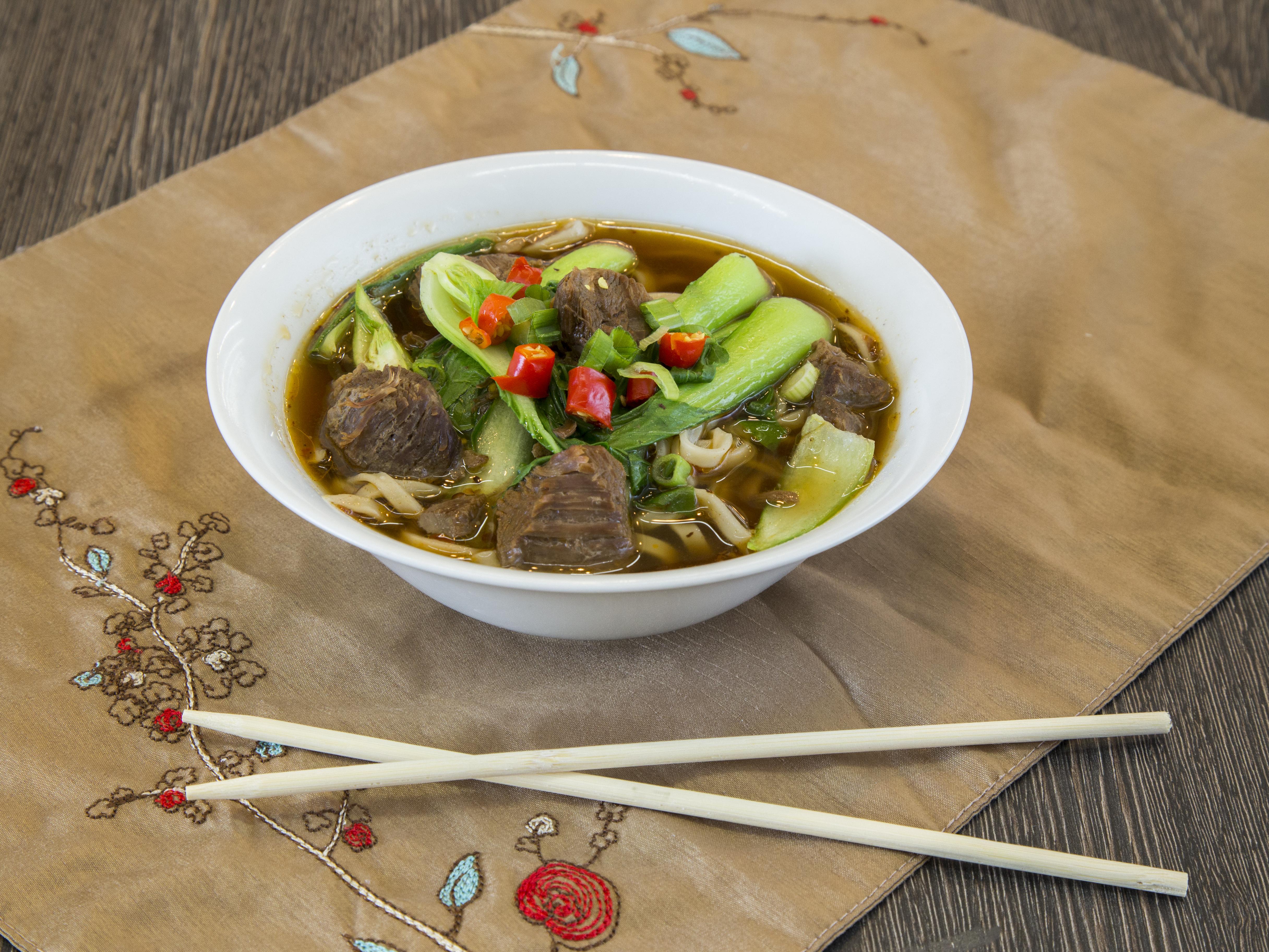 Order Taiwanese Beef Noodle Soup food online from Wok On store, Mesa on bringmethat.com