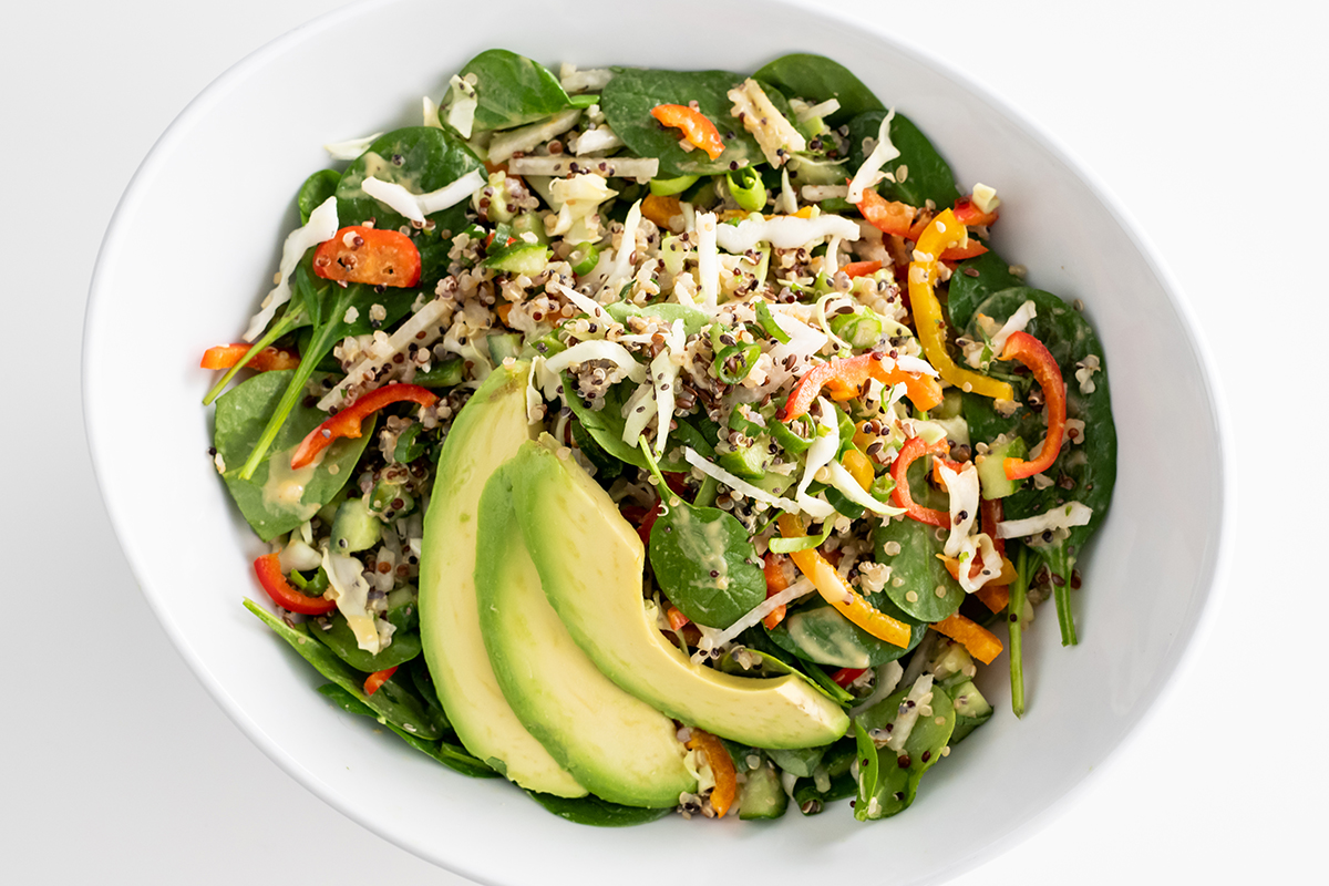 Order Superfood Avocado Quinoa Salad food online from Sharky Woodfired Mexican Grill store, Beverley Hills on bringmethat.com