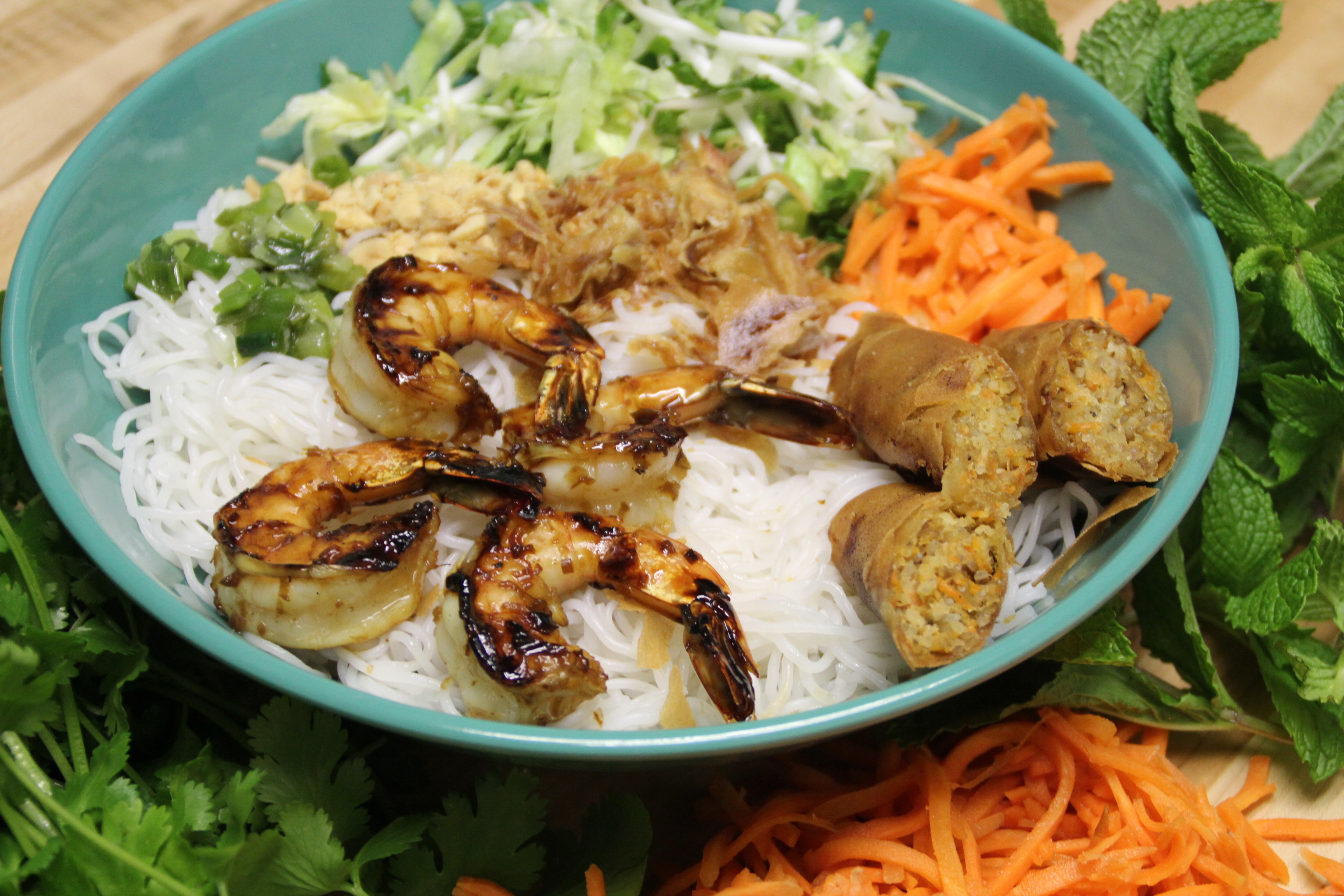 Order 97 - Grilled Shrimp and Spring Roll Vermicelli food online from Pho Street store, Philadelphia on bringmethat.com