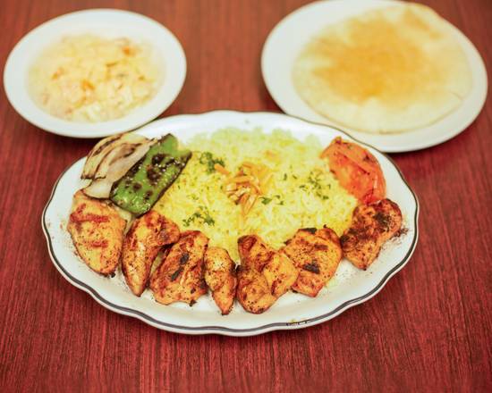 Order Shish Taouk Entree (Chicken kabob) food online from Bab Al Salam store, Norridge on bringmethat.com