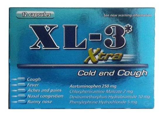 Order XL-3 Xtra Cough and Cold 12 caps   food online from Pit Stop Liquor Mart store, El Monte on bringmethat.com